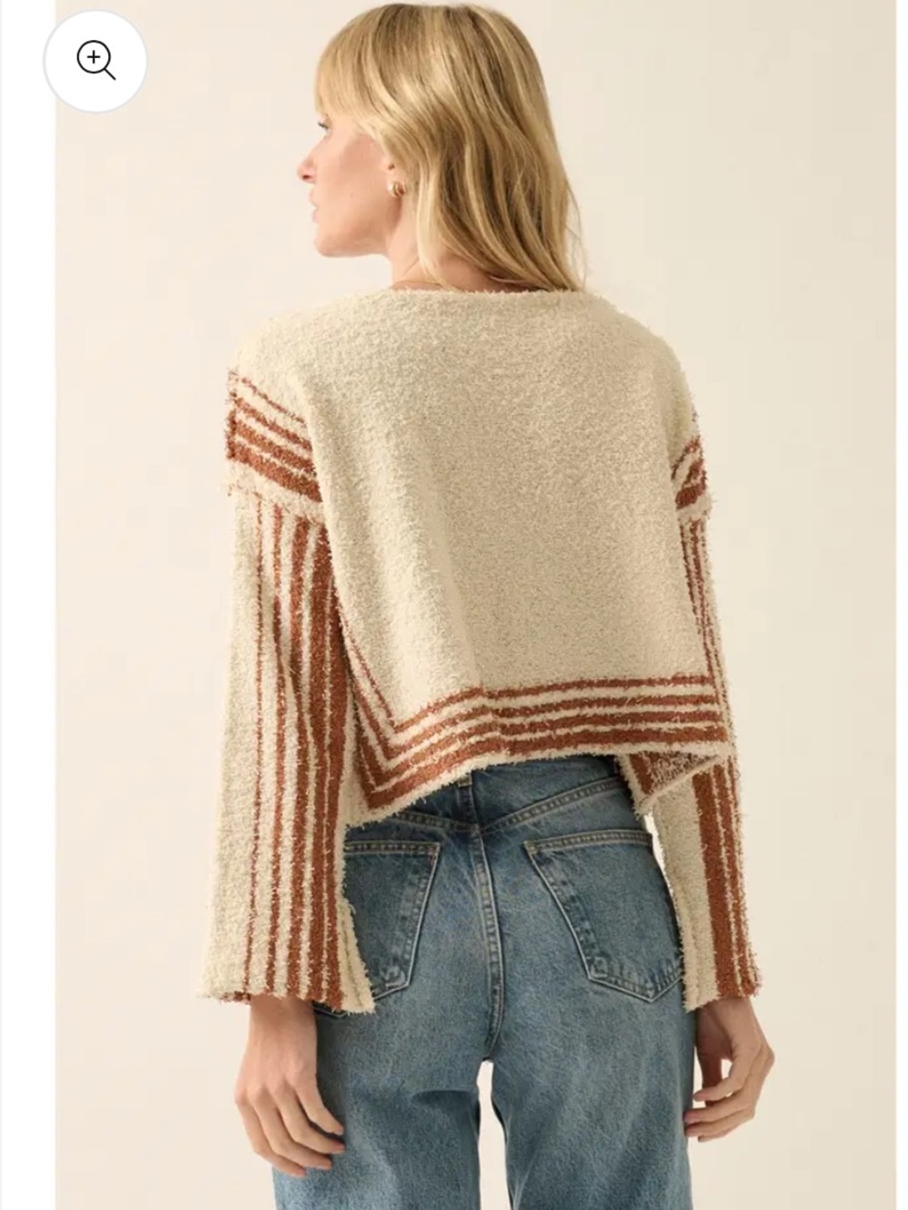 Promesa Cream & Rust Striped Cropped Sweater